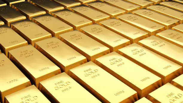 Gold bars 1000 grams pure gold,business investment and wealth concept.wealth of gold,3d rendering