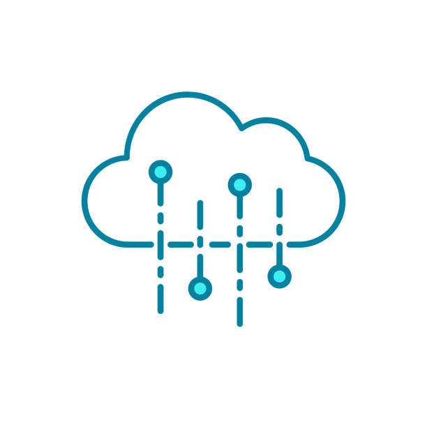 Cloud API line icon. Application programming interface. Easy and secure data exchange software. User application integration. Intermediary communication program. Vector illustration, flat, clip art. connection clipart stock illustrations