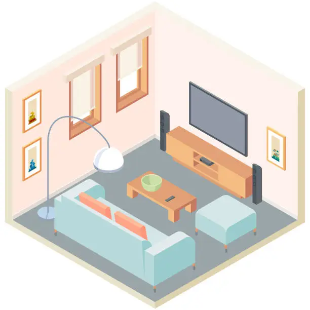 Vector illustration of Isometric Livingroom