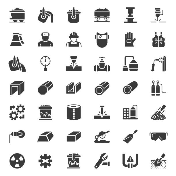 Metallurgy icon set Metallurgy icon set metallurgy stock illustrations