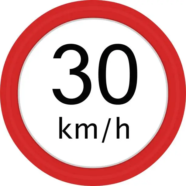 Vector illustration of traffic sign maximum speed 30 km/h