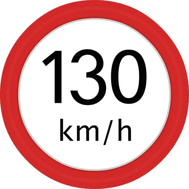 Vector illustration of traffic sign maximum speed 130 km-hour