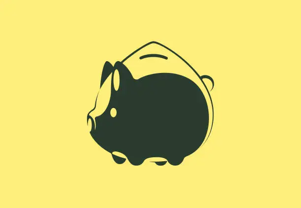 Vector illustration of piggy bank drop symbol