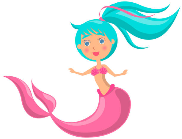 istock Beautiful mermaid on white background. Girl with fish tail. Water nymph, cute nixie 1340240639