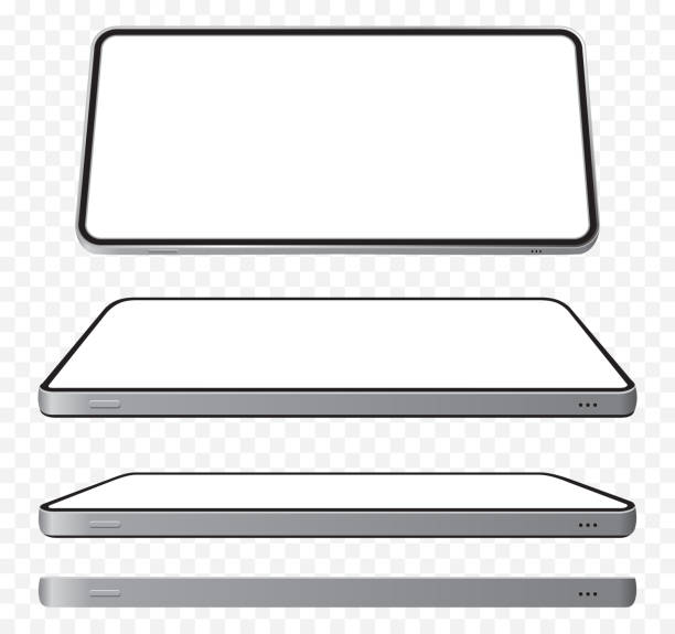 smartphone-vektor-mockups mit horizontalen perspektivischen ansichten. - seitenansicht stock-grafiken, -clipart, -cartoons und -symbole