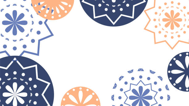 Vector. Web banner, poster, cover, splash screen, social media with place to place your text. Perforated bright patterns Papel Picado pattern in pastel colors. Hispanic Heritage Month. Vector. Web banner, poster, cover, splash screen, social media with place to place your text. Perforated bright patterns Papel Picado pattern in pastel colors. Hispanic Heritage Month. hispanic day illustrations stock illustrations