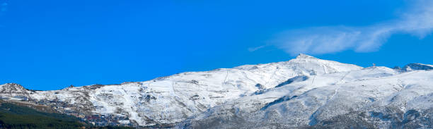 Sierra Nevada snow mountain ski resort in Granada of Spain