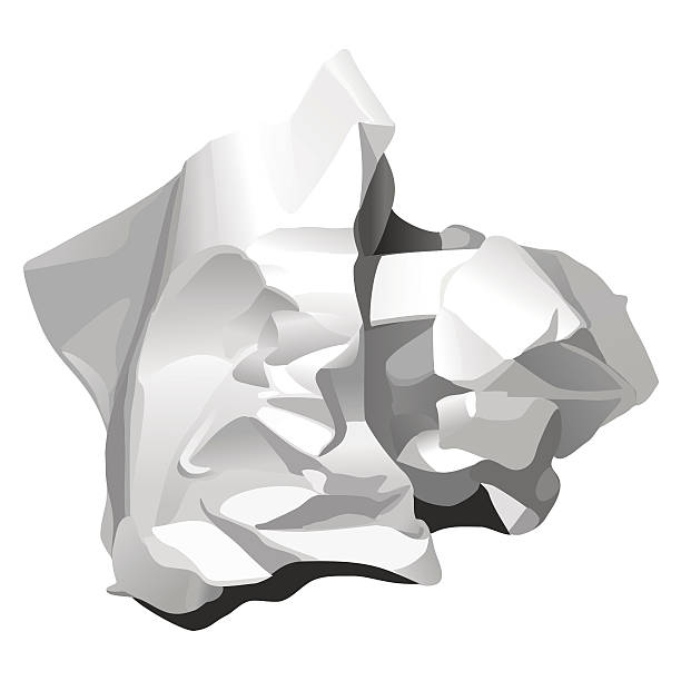 CRUMPLED PAPER (white) Vectored crumpled piece of white paper isolated against a white background. crumpled paper ball stock illustrations