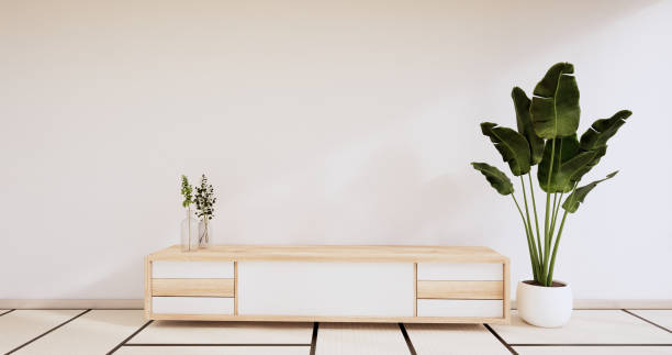 istock Cabinet wooden design on modern room japanese.3D rendering 1340250169