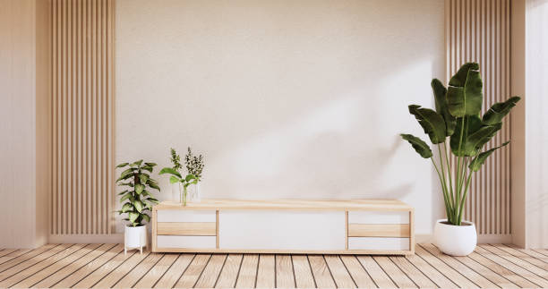 istock Cabinet wooden design on modern room japanese.3D rendering 1340250195