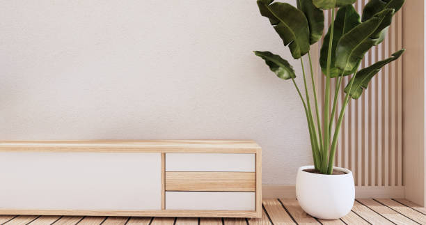 istock Cabinet wooden design on modern room japanese.3D rendering 1340250198