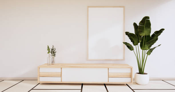 istock Cabinet wooden design on modern room japanese.3D rendering 1340250217