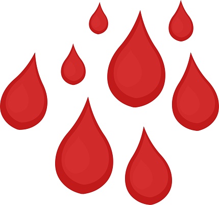 Vector illustration of a lot of blood´s drops falling emoticon