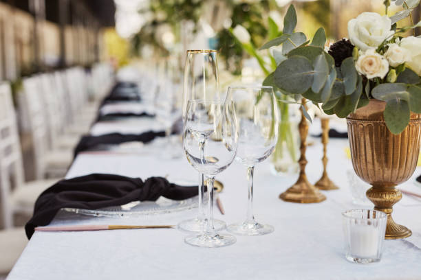 istock Shot of an elegantly decorated table at a wedding reception 1340253203