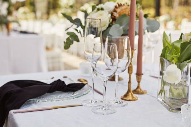 istock Shot of an elegantly decorated table at a wedding reception 1340253655