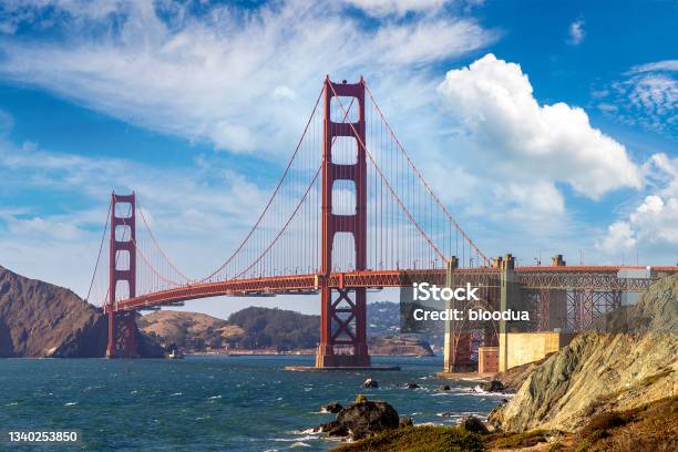 Golden Gate Bridge In San Francisco Stock Photo - Download Image Now - San Francisco - California, Golden Gate Bridge, California