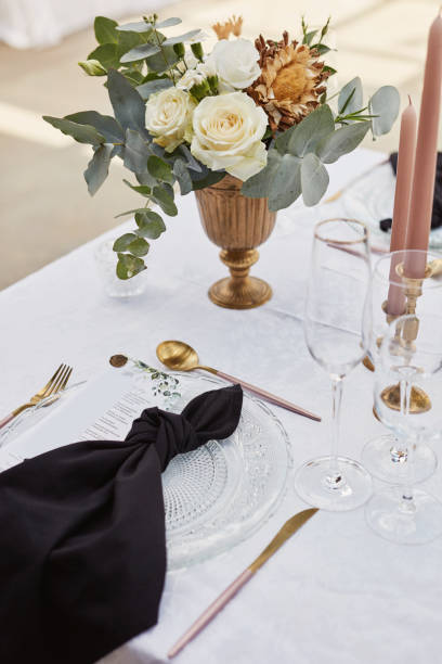 istock Shot of an elegantly decorated table at a wedding reception 1340254011