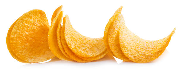 istock Potato chips isolated on white background with clipping path 1340255123