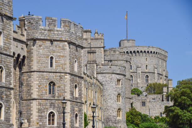 Medieval Windsor Castle, a warm autumn afternoon, beautiful view, against the blue sky, Windsor September 2, 2017, England