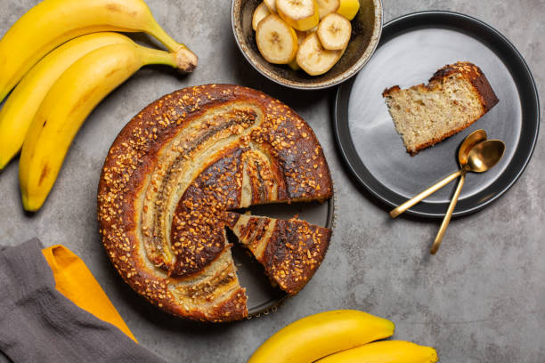 istock Sliced Banana bread, fresh bananas. 1340258878