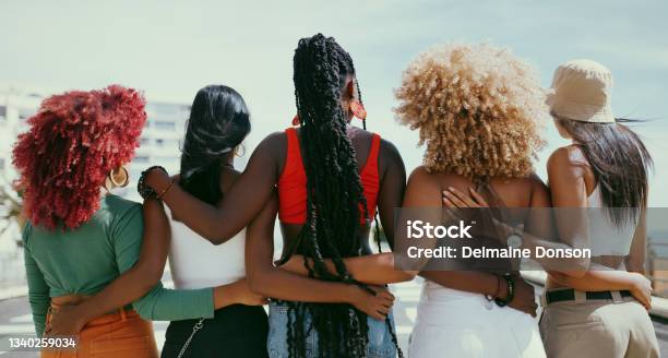 Shot Of A Group Of Unrecognizable Girl Friends In The City Stock Photo - Download Image Now