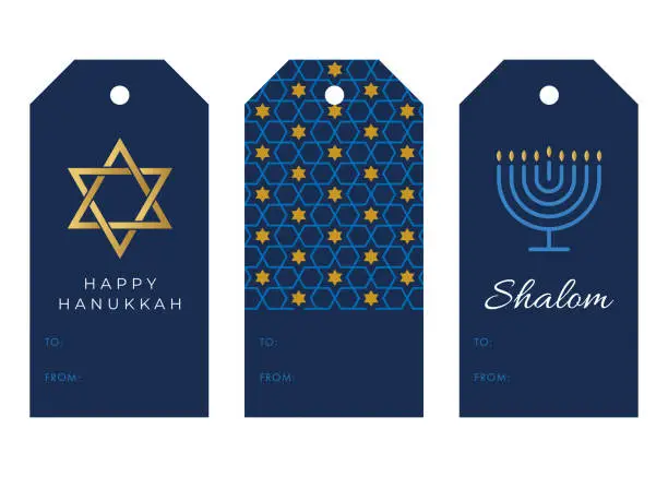 Vector illustration of Beauty gift cards template for Hanukkah holidays.