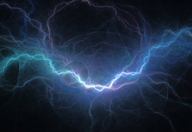 istock Blue lightning and plasma background, abstract energy and electrical background 1340263724