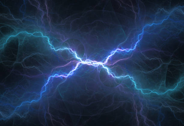 istock Blue lightning and plasma background, abstract energy and electrical background 1340263726