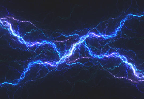 istock Blue lightning and plasma background, abstract energy and electrical background 1340263734