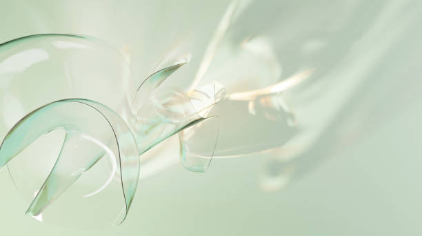 istock Abstract 3d background, dispersion or crystal glass, holographic transparent shape in motion, caustic or optical physics effect, lens refraction, iridescent reflection sunlight on green backdrop 1340266378