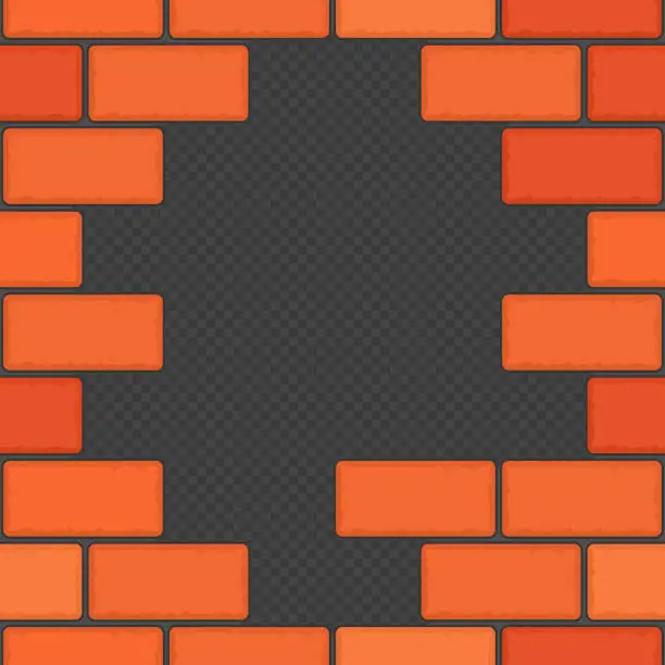 Vector illustration of Brick wall with hole seamless.