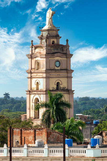 Old building architecture in Camaguey city, Cuba