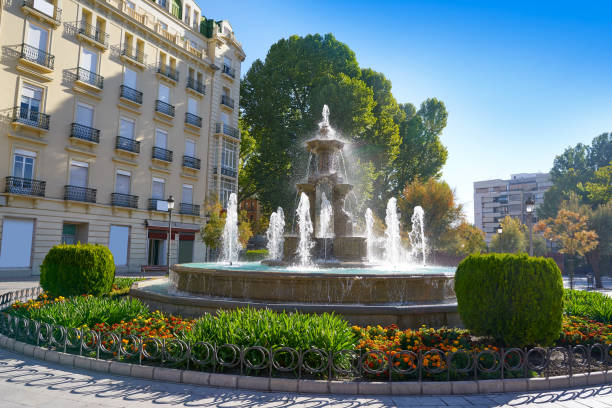 Granada Batallas fountain in Puerta Real at Andalusia Spain Campillos square