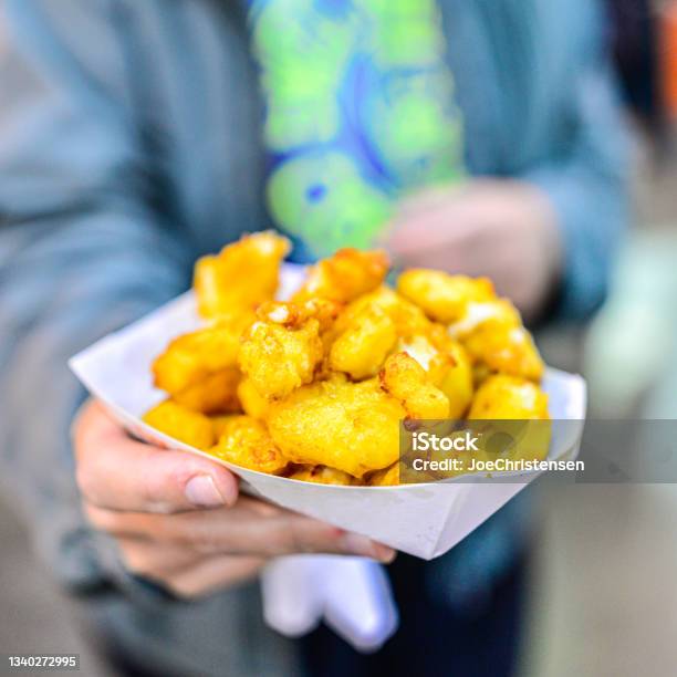 Offering Cheese Curds At Mn State Fair Stock Photo - Download Image Now - Curd Cheese, Minnesota State Fair, Minnesota