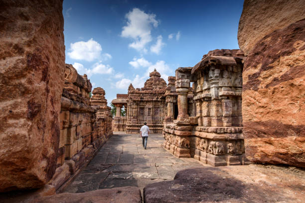 The Virupaksha Temple at Pattadakal temple complex, dating to the 7th-8th century, the early Chalukya period, Karnataka, India