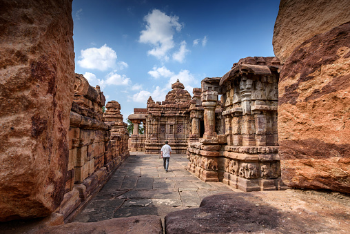 The Virupaksha Temple at Pattadakal temple complex, dating to the 7th-8th century, the early Chalukya period, Karnataka, India