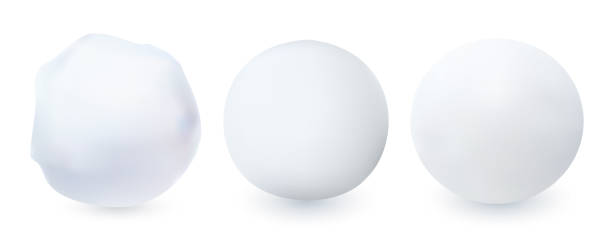 白い背景に分離されたリアリスティックなスタイルのシャドウを持つベクトル雪玉セット。冬のデザイン要素。 - snowball点のイラスト素材／クリップアート素材／マンガ素材／アイコン素材