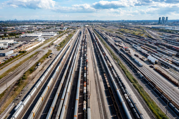 istock Aerial View of Rail Classification Yard, The MacMillan Yard, Maple, Vaughan, Canada 1340284317