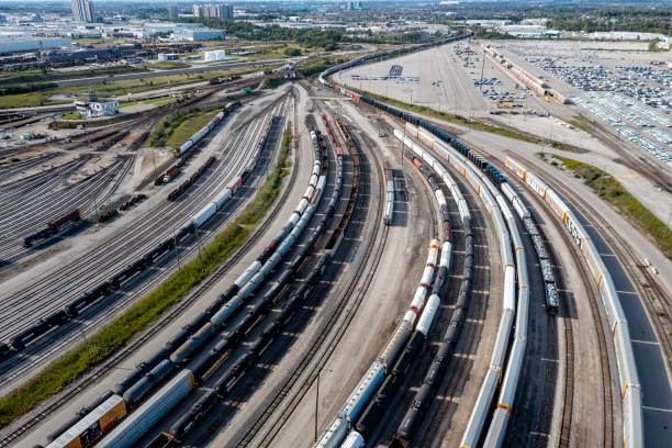 istock Aerial View of Rail Classification Yard, The MacMillan Yard, Maple, Vaughan, Canada 1340284390