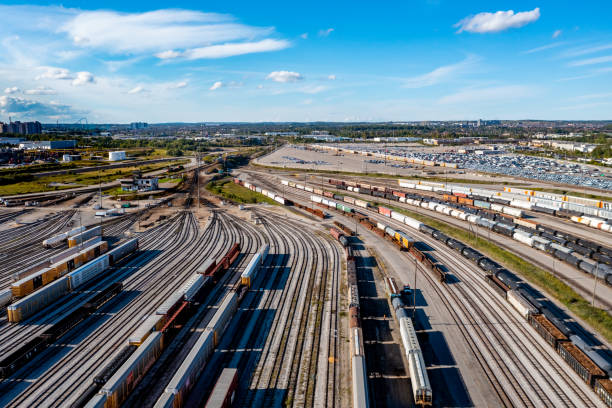 istock Aerial View of Rail Classification Yard, The MacMillan Yard, Maple, Vaughan, Canada 1340285120