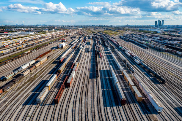 istock Aerial View of Rail Classification Yard, The MacMillan Yard, Maple, Vaughan, Canada 1340285222