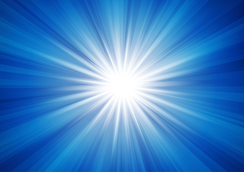 Blue radiant light beam vector illustration. Eps 10 with transparencies.