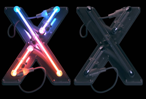 istock Ultra neon font. Turn off and on. Letter X. 1340287923