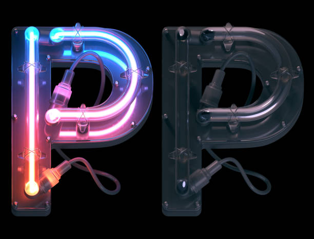 istock Ultra neon font. Turn off and on. Letter P. 1340288067