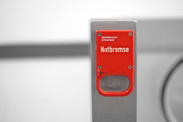 Emergency stop button for industrial machine. Panic button