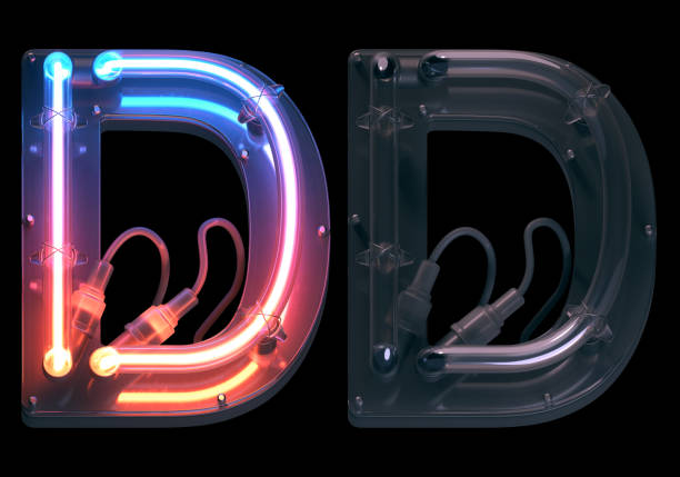 istock Ultra neon font. Turn off and on. Letter D. 1340288736