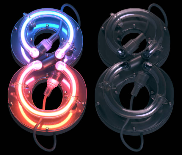 istock Ultra neon font. Turn off and on. Number 8. 1340288762