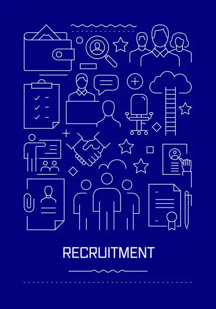 Vector illustration of Recruitment Related Modern Line Design Brochure, Poster, Flyer, Presentation Template Vector Illustration