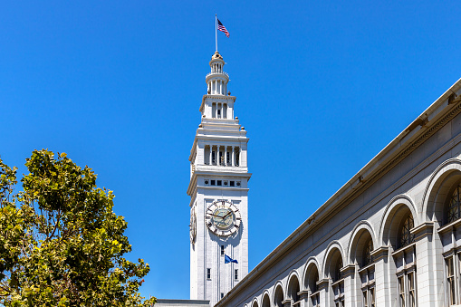 Port of San Francisco and clock tower in San Francisco, California, USA