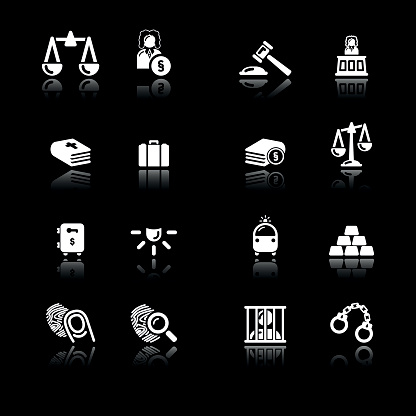 A set of 16 simple icons on black background for your designs and presentations.